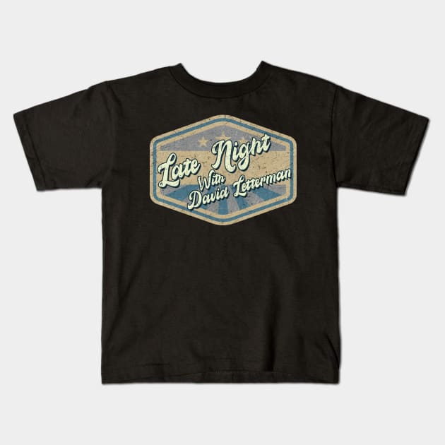 vintage Late Night with David Letterman Kids T-Shirt by KOKOS PAPA